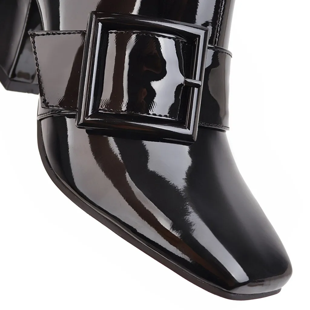 Ботильоны женские на молнии с квадратным носком высоком устойчивом каблуке