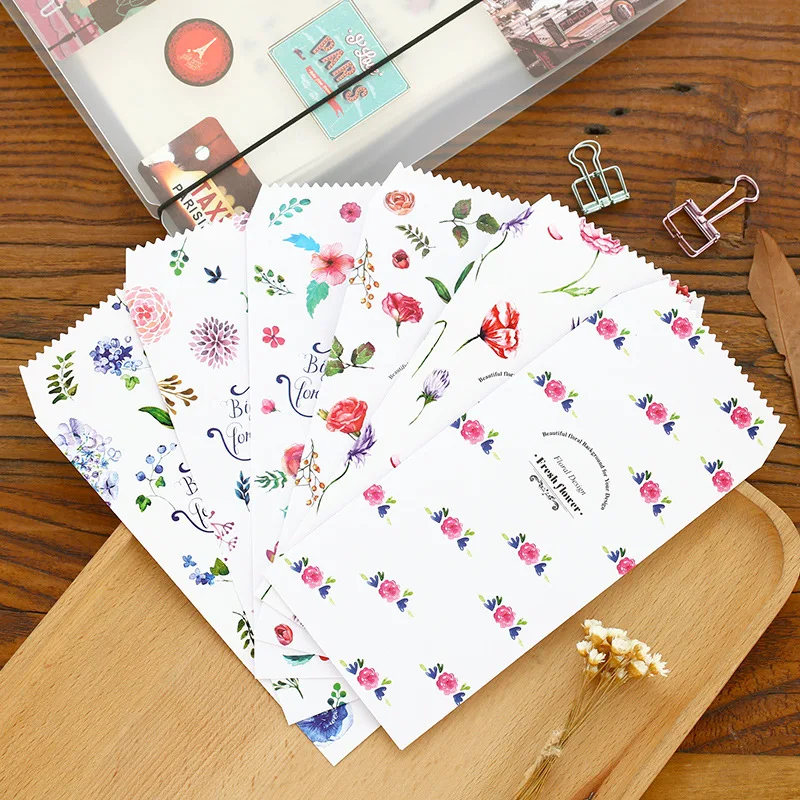 (5 шт./партия) свежий цветок конверт бумага цветные конверты для подарочных