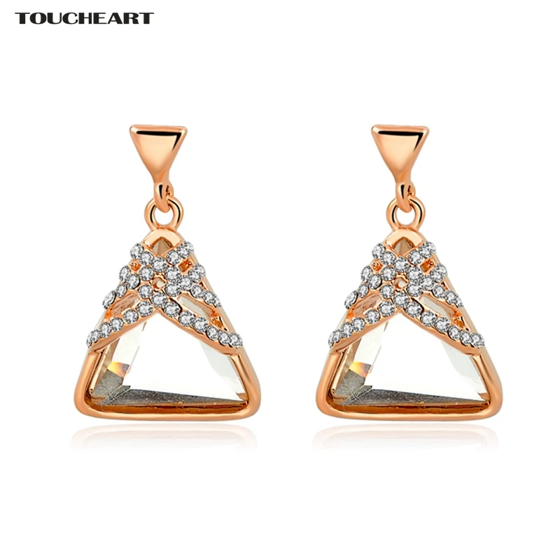 

TOUCHEART Charm Classic Brand Crystal 2017 Gold color Drop Earings Fashion Jewelry Triangle Imitation Dangle Earrings Ser160013