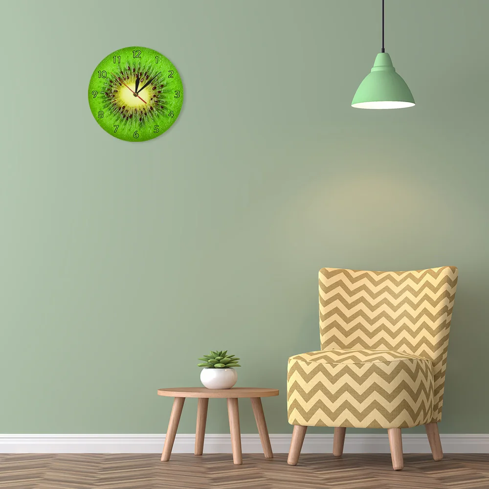 Summer Fruit Kiwi Fresh Fruits Slice Decorative Clcok Store Wall Art Decor Modern Colorful Home Time Clock | Дом и сад