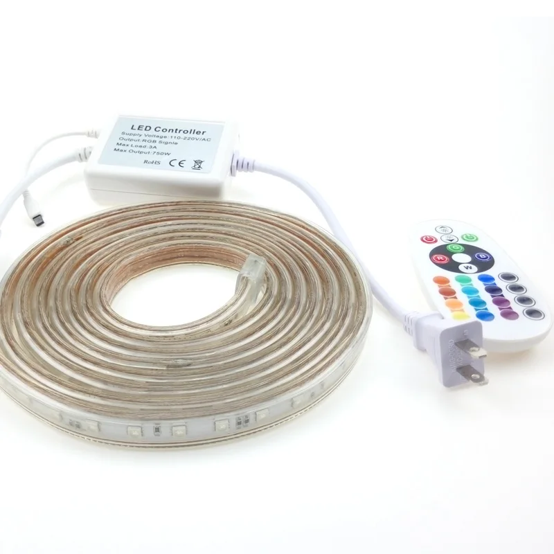 220 В RGB LED диммер световая полоса SMD 5050 водонепроницаемый IP67 ширина ремешка 13 мм ИК