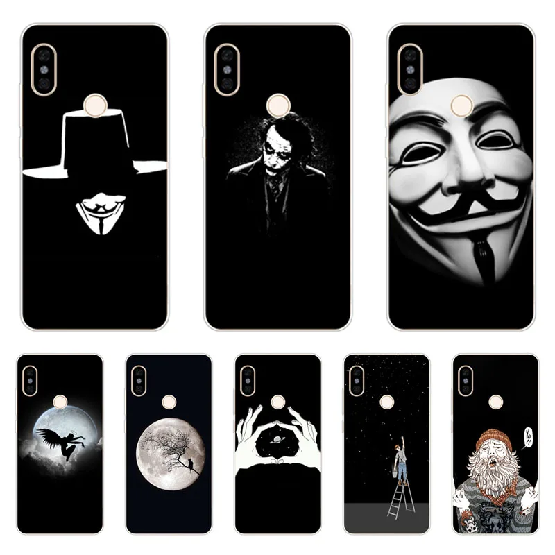 Xiaomi redmi Y2 случае кремния черный граффити живопись ТПУ Мягкая задняя крышка для