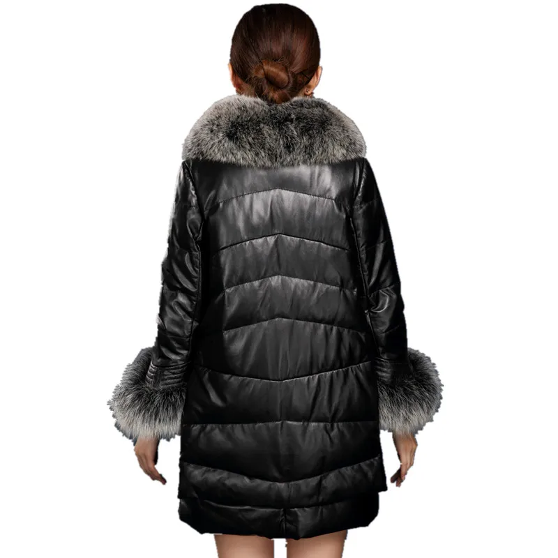 2018 зимняя новая женская натуральная кожа пальто кожаный пуховик роскошный Лисий