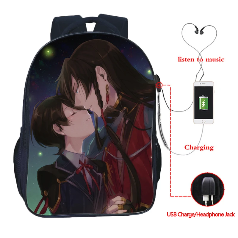 Рюкзак Touken Ranbu с USB-зарядкой повседневный рюкзак для студентов школьный мальчиков