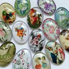 Фотостекло ручной работы, 30x40 мм, Кабошоны разных сортов узор, куполообразный, Овальный Фурнитура для бижутерии, 10 шт., TP-329