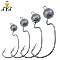 jyj exposed big jig head 10 pcs 3 5g 5g 7g 10g barbed hook soft lure worm fishing hooks sharp jig head hook for soft worms