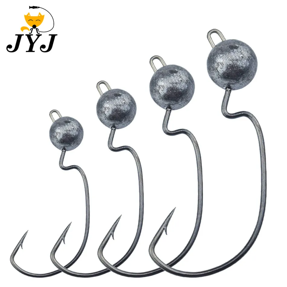 JYJ открытые большие Jig Head 10 шт. 3.5g 5g 7 г крючок с зазубринами Мягкая приманка червь