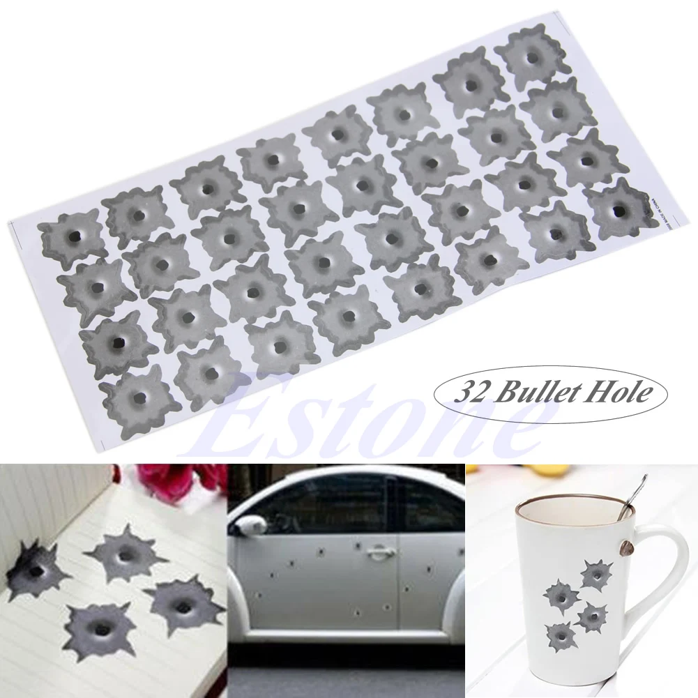 Лот 32 пуля отверстие автомобиля Шлем Наклейка на мотоцикл наклейки украшения