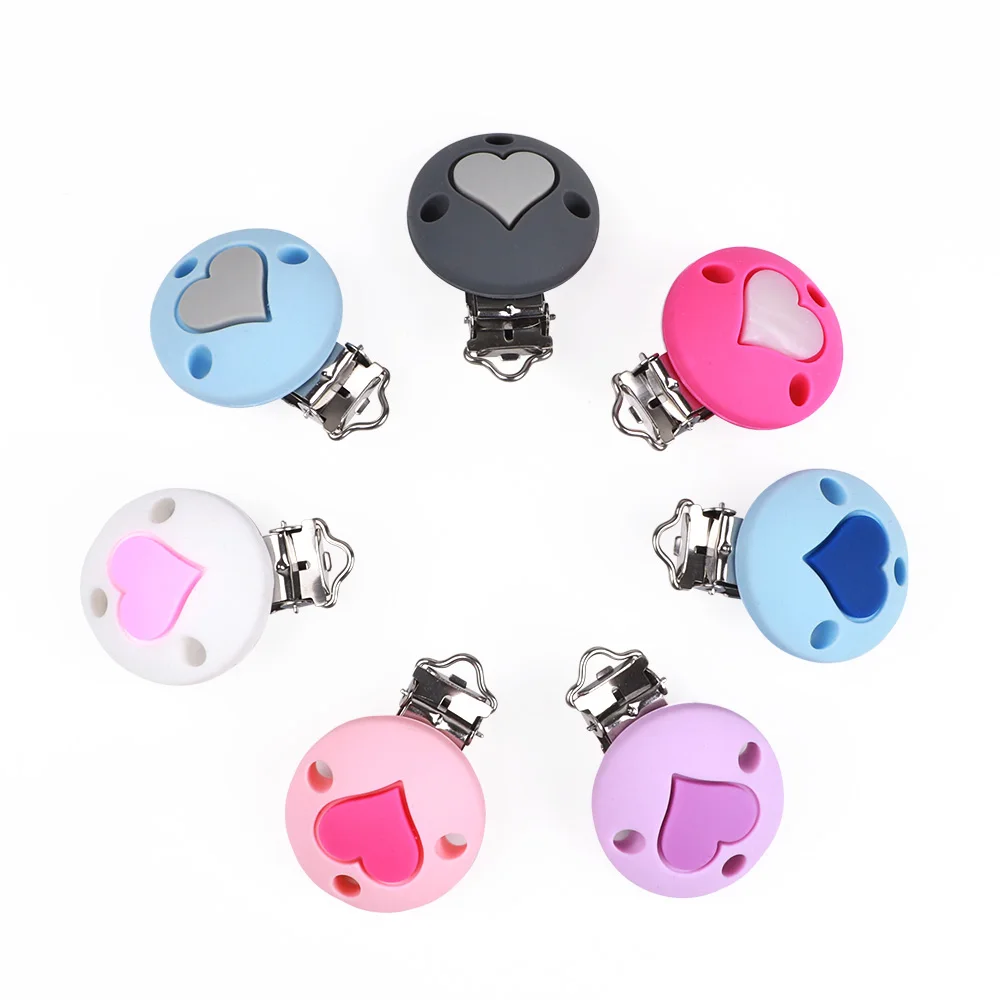 1шт Клипсы для соски из силикона в форме сердца для самостоятельного изготовления зубных игрушек аксессуаров для детского зубогрызки металлического держателя на.