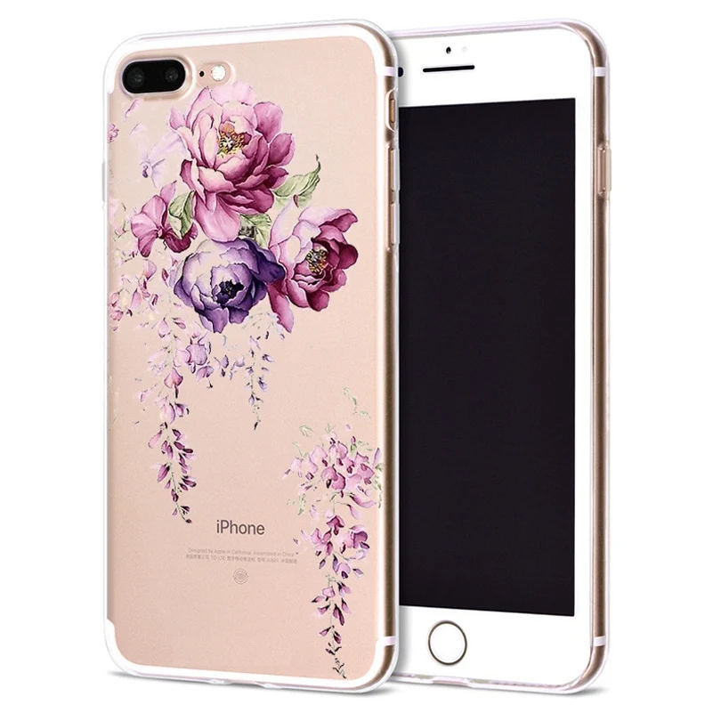 Funda For Apple iPhone 6 6S 7 Plus X 10 Flower Leaf Soft TPU Cover for Case Original Coque 8 B331 |