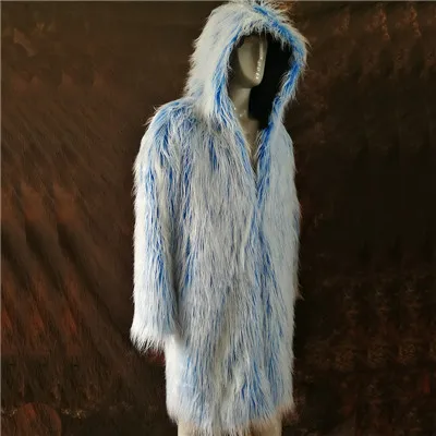 Picture style Hot Winter Autumn Men Faux Fox Fur Coat Long Windbreaker Loose Warm Fashion Man Leather Peacock Feather Leather Jacket 4XL - Цвет: Picture style