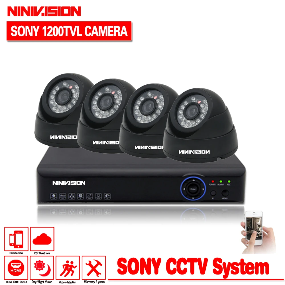 1 ТБ HDD 4CH H.264 DVR NVR система видеонаблюдения Onvif P2P 1080P HDMI Sony сенсор внутренняя ИК HD 720P