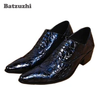 batzuzhi handsome man shoes genuine leather elegant blaue dress shoes man lace up vintage man shoes weding party eu38 46
