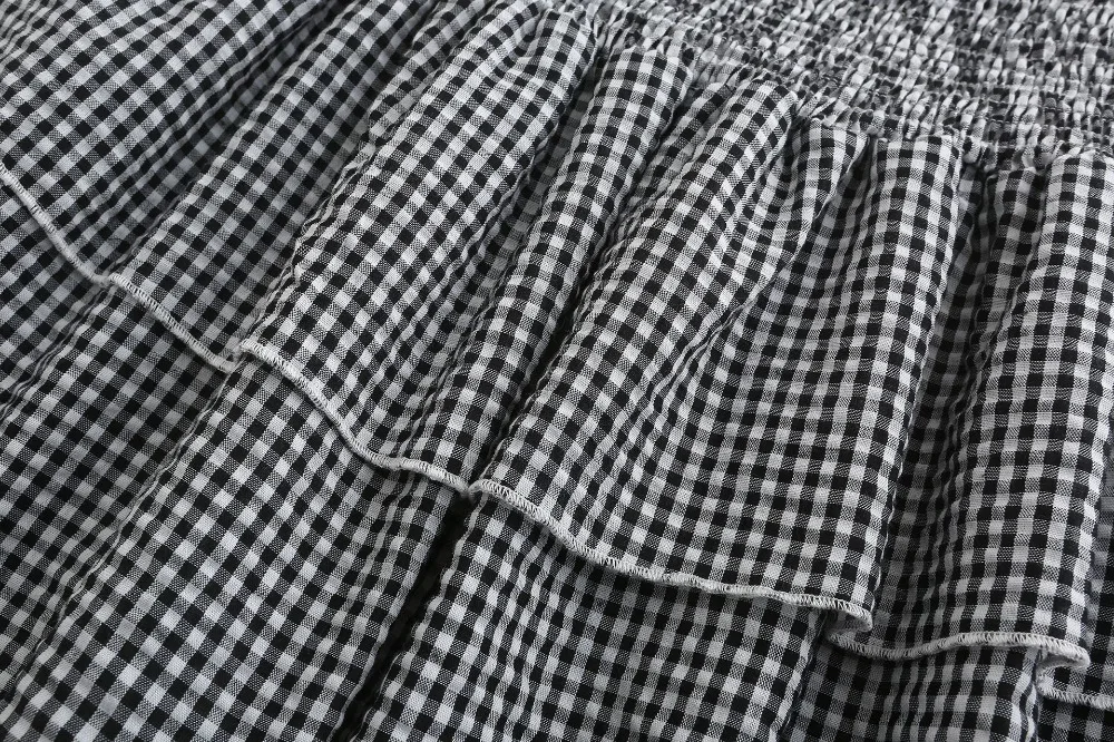 Элегантная клетчатая Женский комплект 2 шт. с открытыми плечами укороченный топ +