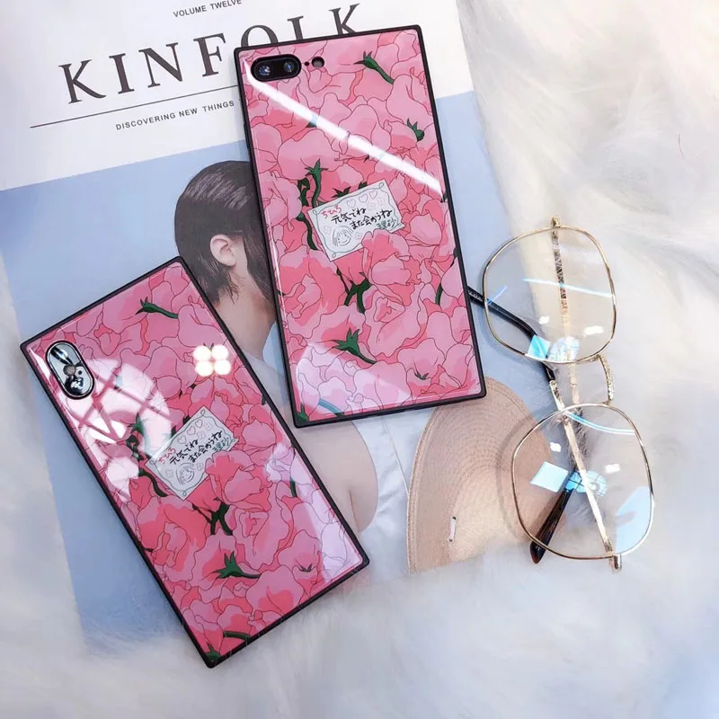 JiBan роскошный брендовый чехол из закаленного стекла для телефона с квадратным