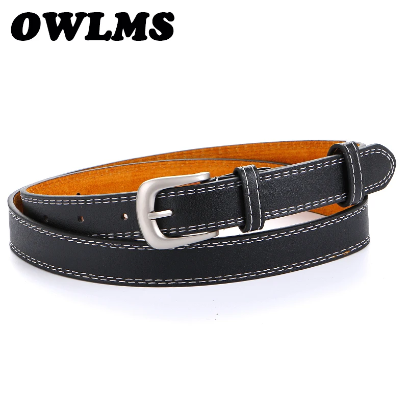 Ремень тонкий кожаный с серебристой пряжкой для мужчин и женщин|thin belts for women|thin beltbelts women |