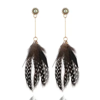 hocole 2018 fashion feather drop earrings for women ethnic boho big long dangle statement earring wedding jewelry accessories