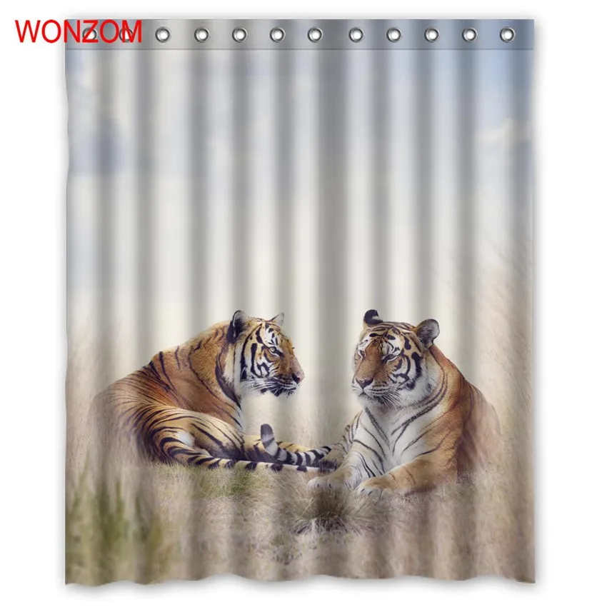 WONZOM занавески для душа с 12 крючками Mildewproof Tiger Ванная комната Декор современные