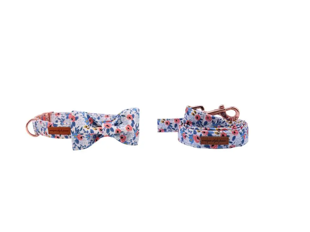 collar bow and leash Уникальный стиль собачьи лапы Ошейник галстук-бабочка для собак и кошек с прочной пряжкой - Цвет: collar bow and leash