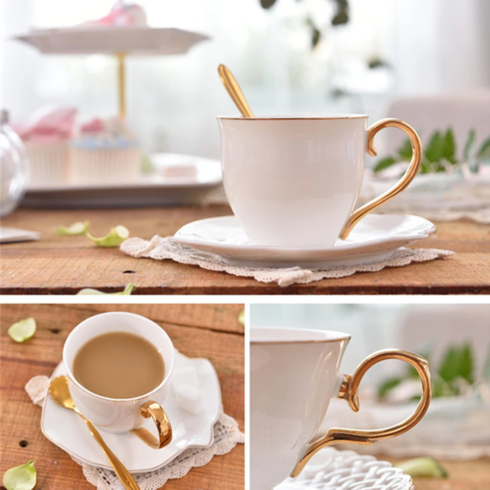 Британская кофейная чашка блюдце ложка набор 200 мл лаконичная керамическая