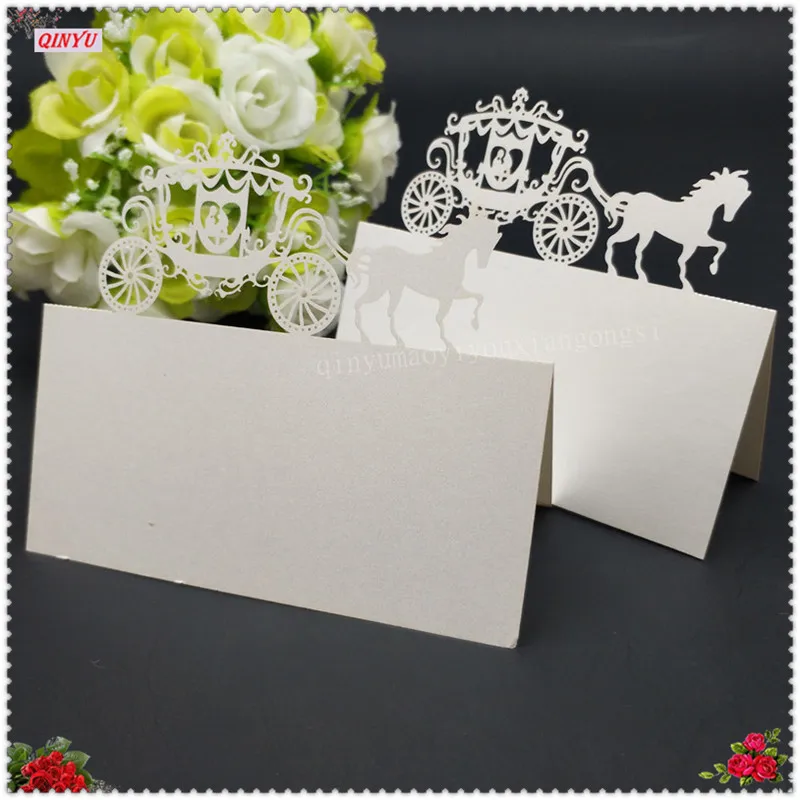 10 шт. лазерная резка пустотелая карточка с именем и местом Классическая
