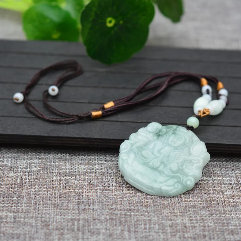 Прямая поставка AAA класса с натуральным камнем жадеит кулон ожерелье резной