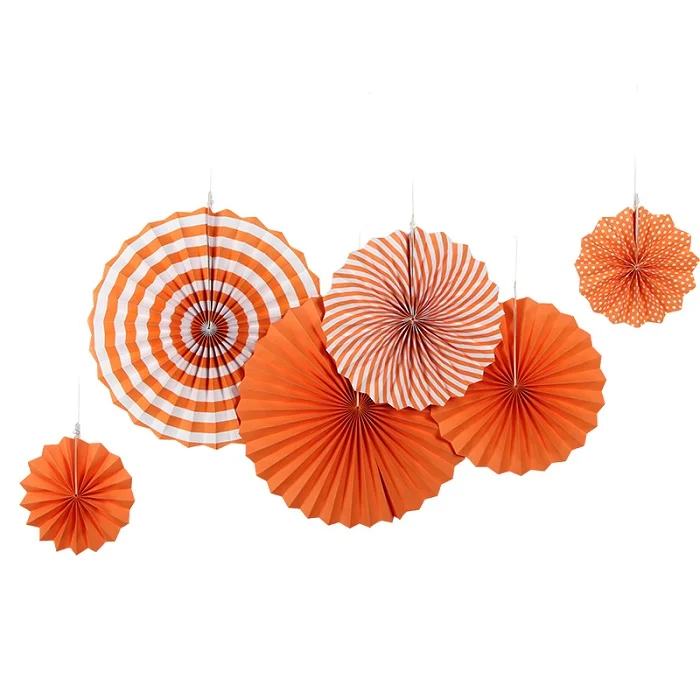 style 13 New Orange Set Paper Crafts Home Hanging Decoration Party Birthday Wedding Baby Shower Sunshine Bright Color Paper Fan - Цвет: style 13
