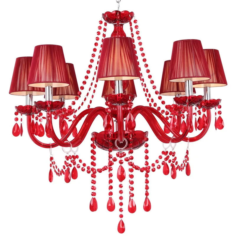 MD9133 8European crystal chandelier red wedding upscale restaurant bedroom chandelier|crystal chandelier|bedroom chandelierchandelie |