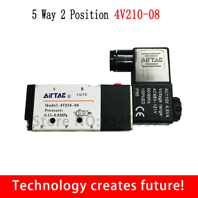5 позиционный 2 Электрический электромагнитный клапан Airtac 4V210 08 постоянный ток 24 В