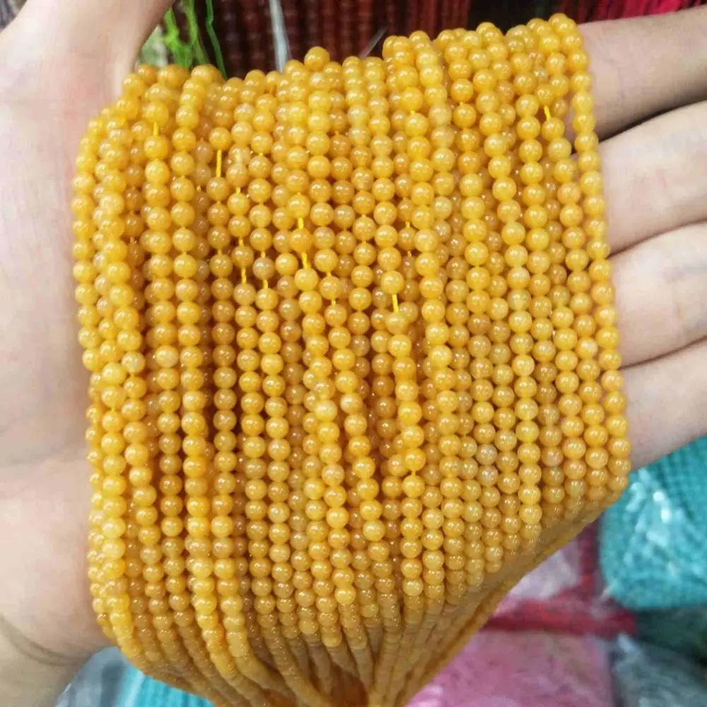 yellow jade 2 мм 3 мм круглые бусины из натурального камня розовый кварц аметисты лазурит Агаты бусины для изготовления ювелирных изделий Для Бисероплетения DIY браслет - Color: yellow jade