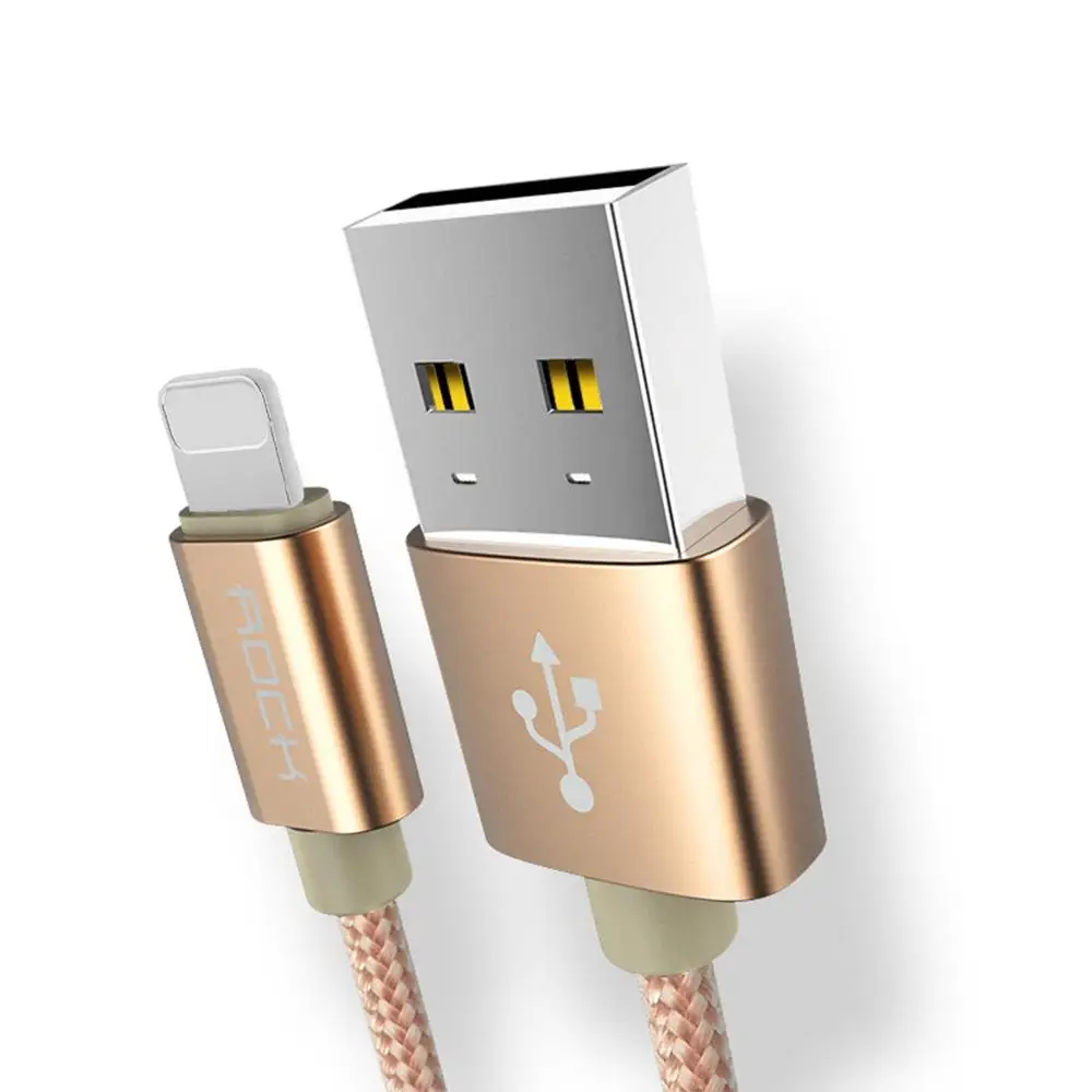 Gold ROCK USB кабель для iPhone кабель для быстрой зарядки для осветительного кабеля для iPhone XS Max XR X 8 7 6 5 Plus iPad iOS - Цвет: Gold
