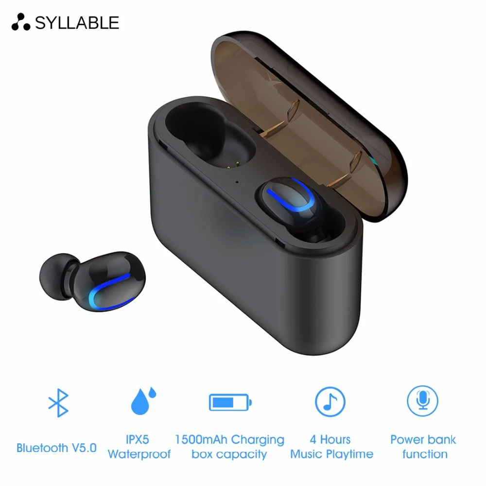Слог HBQ-Q32 TWS power bank функция беспроводные наушники V5.0 Bluetooth наушники спортивные 1500 мАч зарядное устройство чехол гарнитура с микрофоном