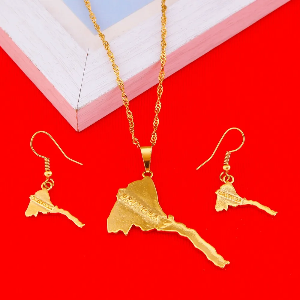 Комплект женских ожерелий с подвеской в виде карты Эритреи ювелирные украшения