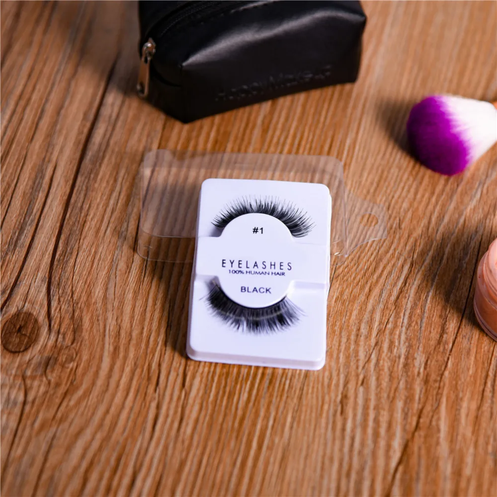 Ресницы из человеческих волос для наращивания 1 пара черные густые волоконные