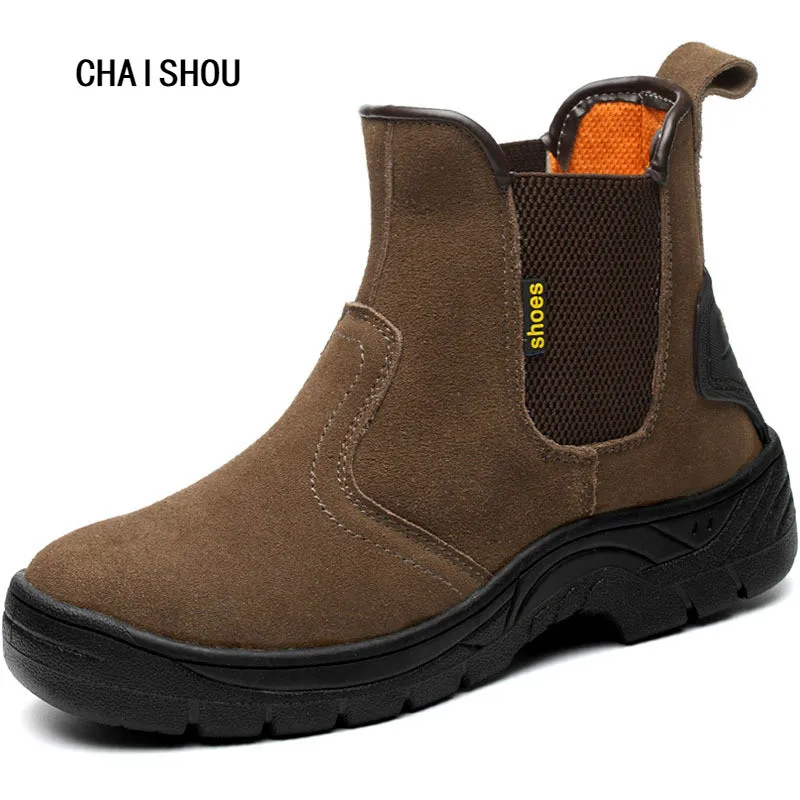 Men's Plus Size Safety Boots Steel Toe Cap Work Shoes Men Outdoor Anti-slip Steel Puncture Proof Construction Shoes CS-38