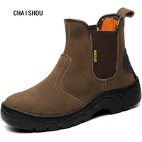 mens plus size safety boots steel toe cap work shoes men outdoor anti slip steel puncture proof construction shoes cs 38