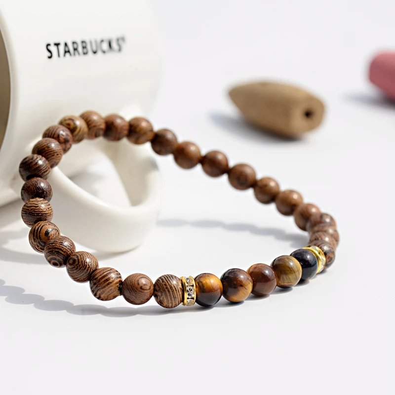 Trendy Tibetan 6mm Wood Beads Bracelet For Women Handmade Classic Men Natural Stone Prayer Bangles Meditation Jewelry Homme | Украшения и