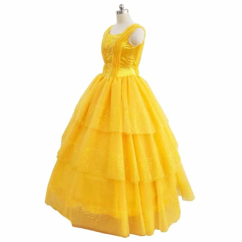 2019 Princess Belle Beauty And the Beast Adult Fairytale Long Gown Costume PLUS SIZE With Petticoat |