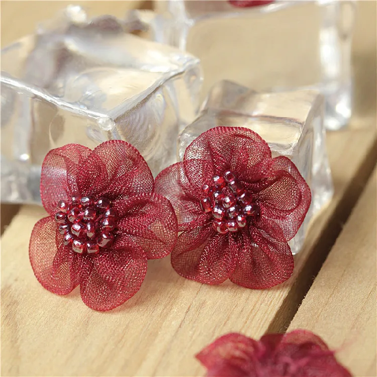 40 шт./лот аксессуары для одежды маленькие цветы аппликация Снежная пряжа бусины