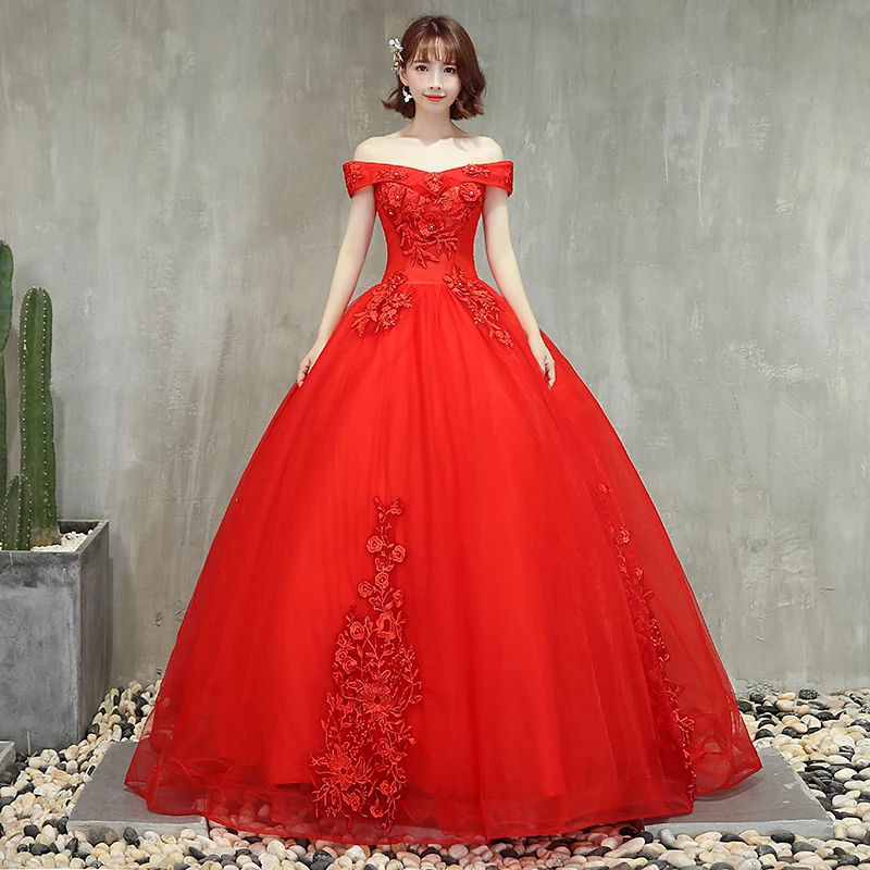 Красное Пышное бальное платье Quinceanera с открытыми плечами и аппликацией из бисера