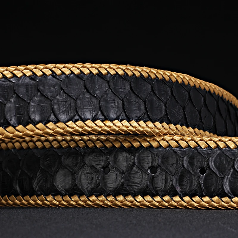 McParko Luxury PYTHON Belt Genuine Leather Men Fashion Weaving Braide Design Snakeskin Jean's Waist Belts Strap Male Gift | Аксессуары