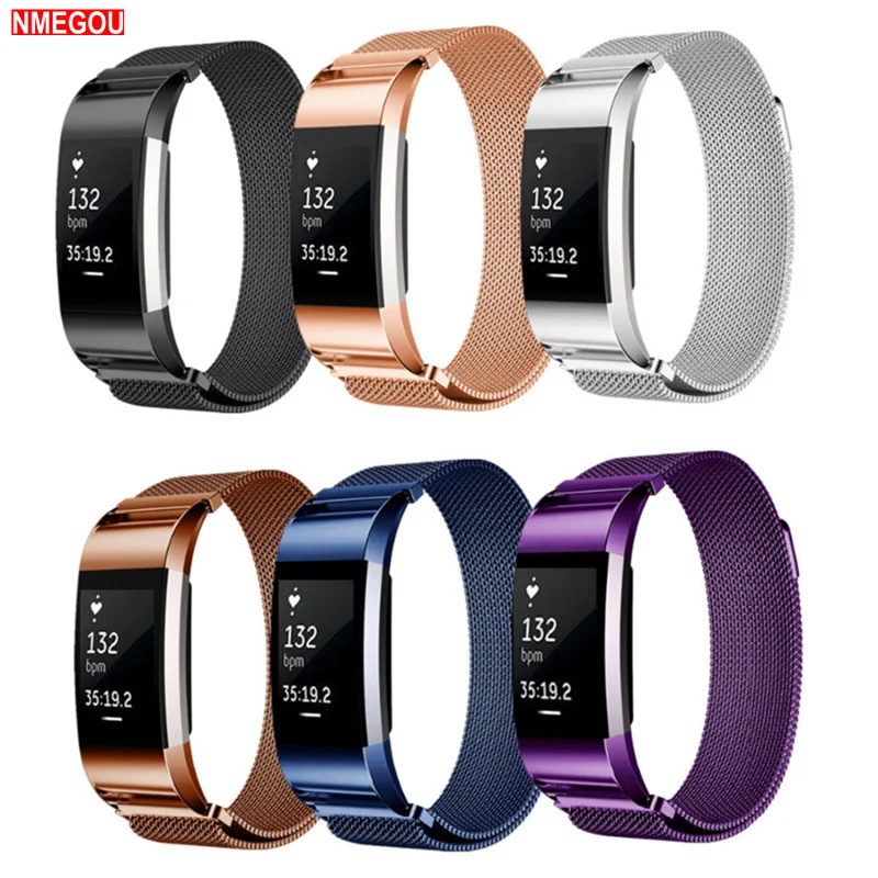 Нержавеющая сталь ремешок для часов Миланская петля браслета Fitbit Charge 2 браслет