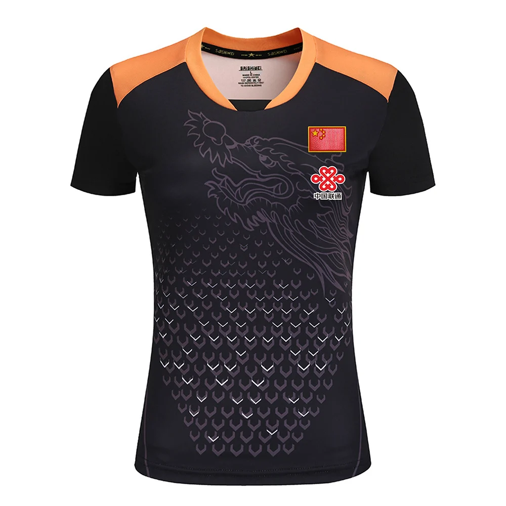 Woman 1 shirt Новинка, китайский дракон, рубашки для настольного тенниса для мужчин/женщин, кофта для пинг-понга, китайская одежда для настольного тенниса для мужчин, футболки для настольного тенниса - Цвет: Woman 1 shirt