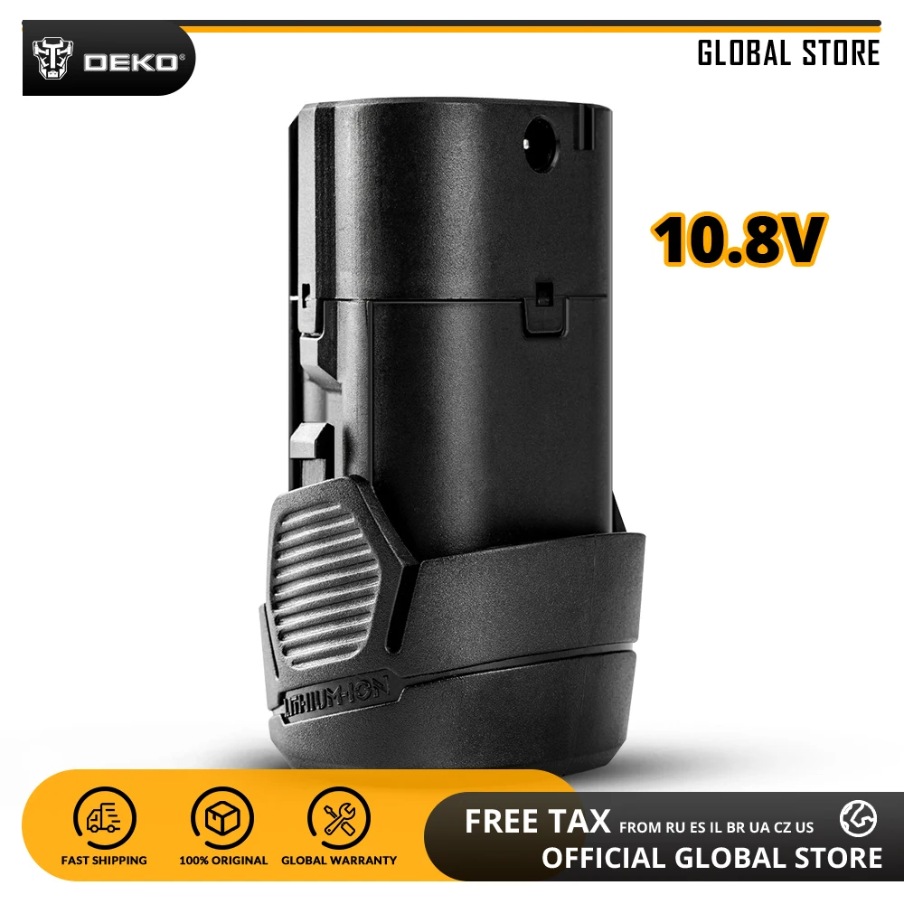 DEKO Battery10.8V 10.8V 1300mAh Lithium Ion Battery for GCD10.8DU3 Cordless Drill Replaceable Battery Pack