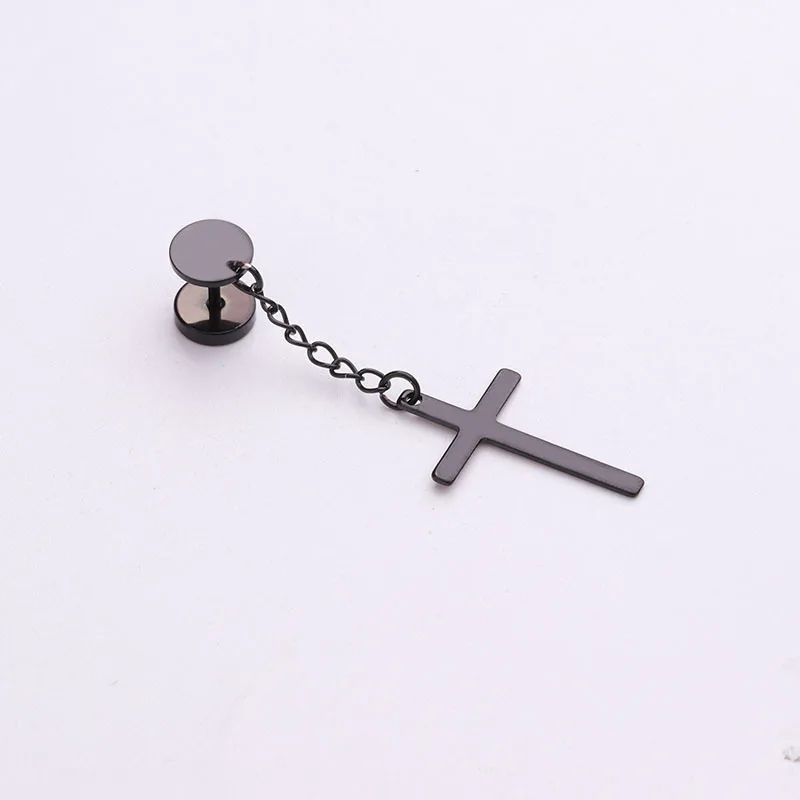YLBJ714E 1 шт. Нержавеющая сталь крест, серьги с цепочкой Earcuff серьги с природным спиральный для хряща для ушей, для женщин и мужчин ювелирные изделия - Окраска металла: YLBJ714E