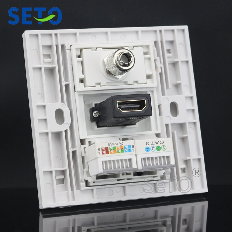 SeTo 86 Тип HDMI+ tv+ Cat3 телефон+ Cat5e сетевой настенный разъем Keystone Лицевая панель