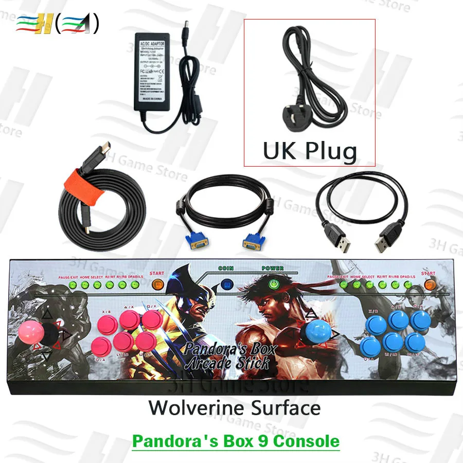 PDB9 JGL surface UK Pandora Box 9 1500 В 1 видео игры аркадная палка Консоль 2 игрока джойстик светодиодная Кнопка Pandora's box 5 плюс версия консоли - Цвет: PDB9 JGL surface UK