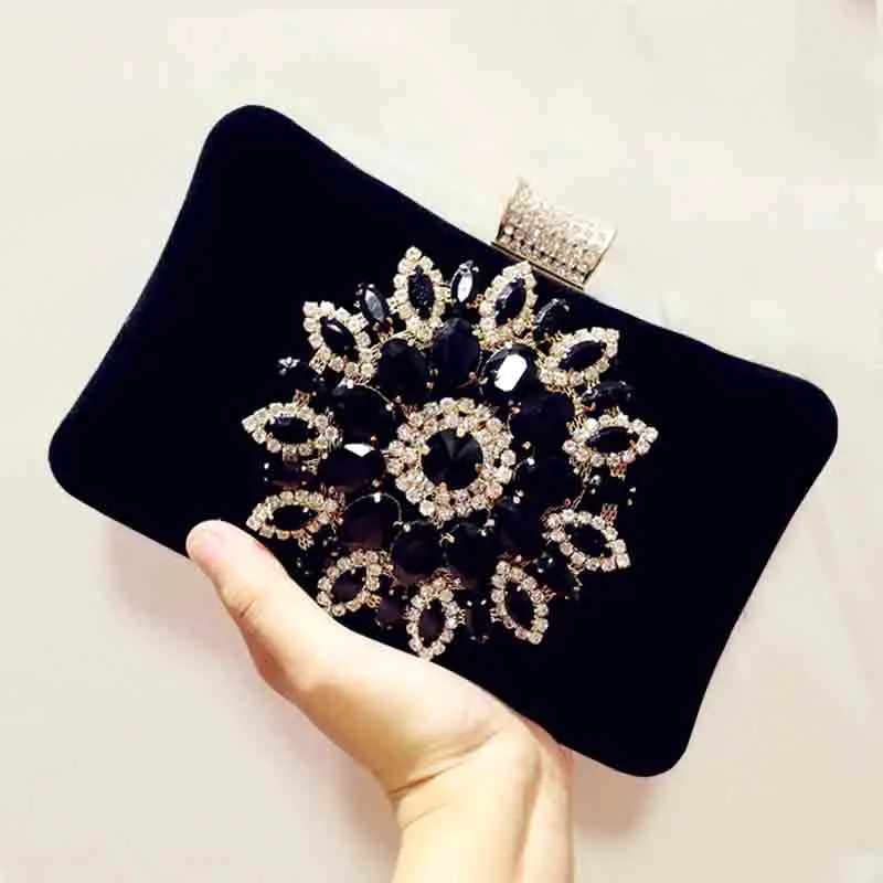 Хит продаж вечерняя велюровая сумка с кристаллами и бриллиантами через плечо