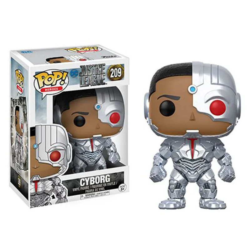 with box Funko pop DC комиксы Лига Справедливости Супер герой, Супермен, Бэтмен флэш Нептун чудо женщина киборг ПВХ фигурка игрушки для детей - Цвет: with box