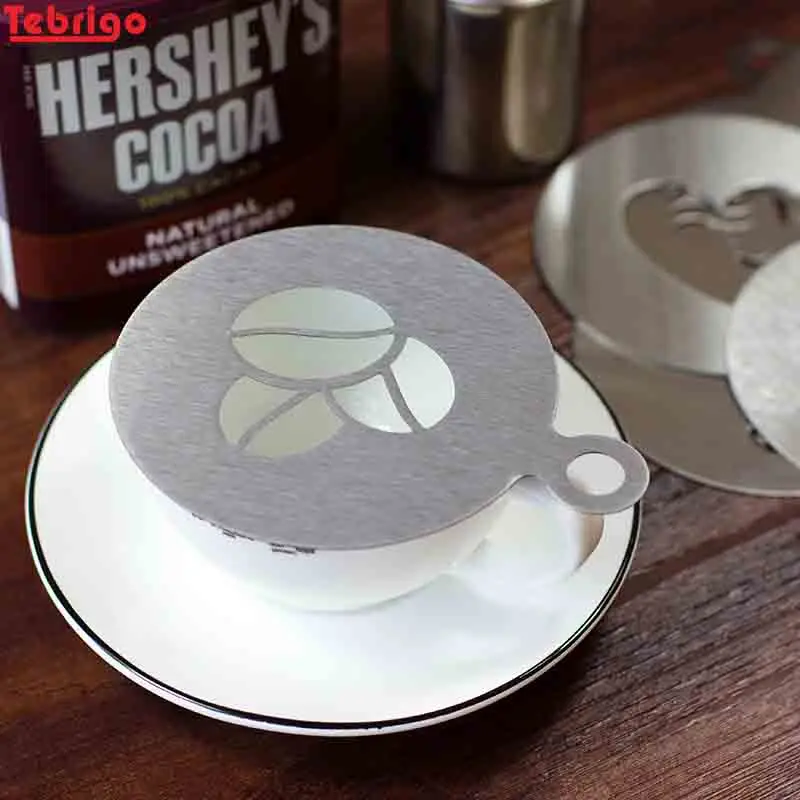 Tebrigo из нержавеющей стали трафарет для кофе металл Шоколад DIY латте Искусство